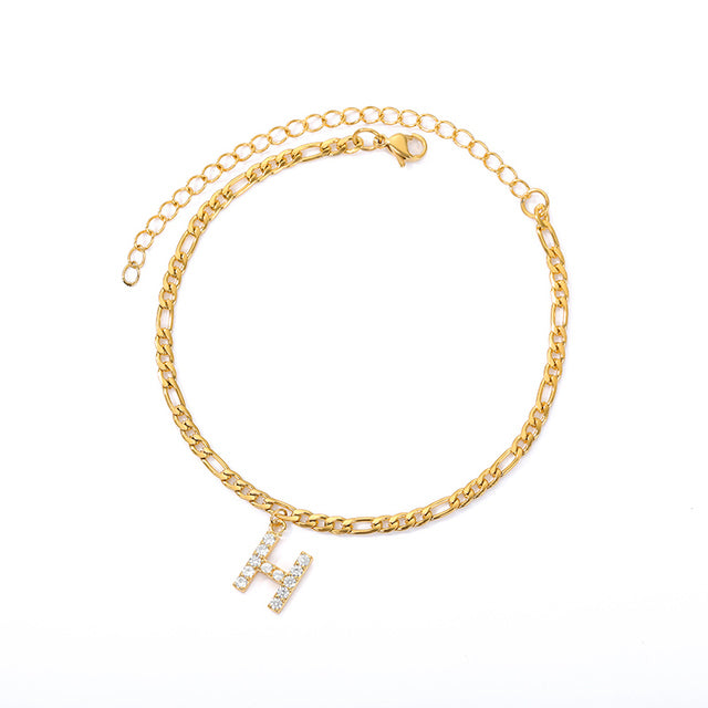 Tiny A-Z Initial Letter Anklets